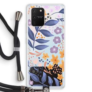 CaseCompany Flowers with blue leaves: Samsung Galaxy S10 Lite Transparant Hoesje met koord
