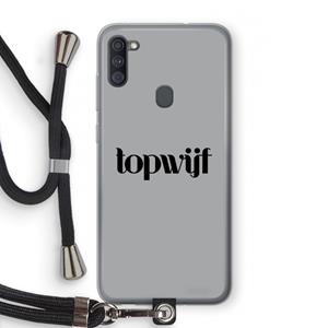 CaseCompany Topwijf Grijs Zwart: Samsung Galaxy A11 Transparant Hoesje met koord