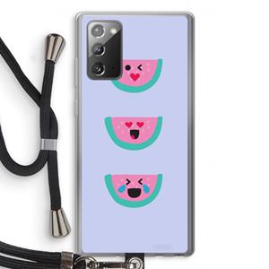 CaseCompany Smiley watermeloen: Samsung Galaxy Note 20 / Note 20 5G Transparant Hoesje met koord