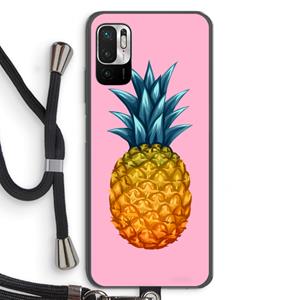 CaseCompany Grote ananas: Xiaomi Redmi Note 10 5G Transparant Hoesje met koord