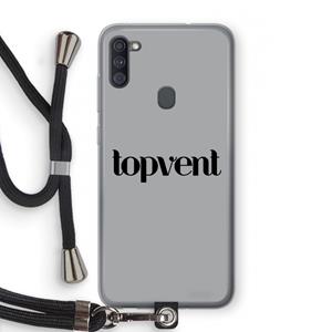 CaseCompany Topvent Grijs Zwart: Samsung Galaxy A11 Transparant Hoesje met koord
