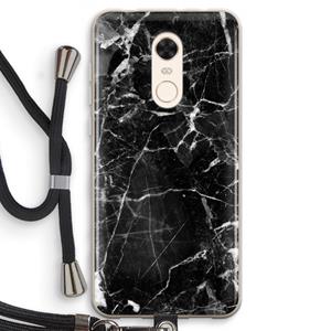 CaseCompany Zwart Marmer 2: Xiaomi Redmi 5 Transparant Hoesje met koord