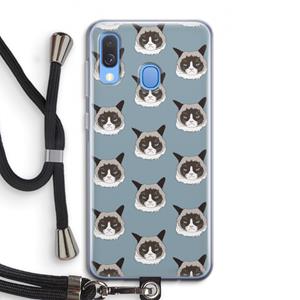 CaseCompany It's a Purrr Case: Samsung Galaxy A40 Transparant Hoesje met koord