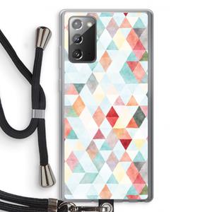 CaseCompany Gekleurde driehoekjes pastel: Samsung Galaxy Note 20 / Note 20 5G Transparant Hoesje met koord