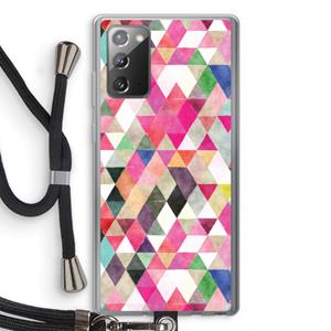 CaseCompany Gekleurde driehoekjes: Samsung Galaxy Note 20 / Note 20 5G Transparant Hoesje met koord