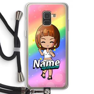 CaseCompany Chibi Maker vrouw: Samsung Galaxy A8 (2018) Transparant Hoesje met koord