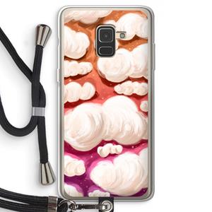 CaseCompany Katoen Wolken: Samsung Galaxy A8 (2018) Transparant Hoesje met koord