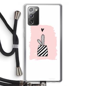 CaseCompany Zwart-wit cactus: Samsung Galaxy Note 20 / Note 20 5G Transparant Hoesje met koord
