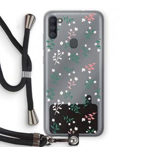 CaseCompany Small white flowers: Samsung Galaxy A11 Transparant Hoesje met koord