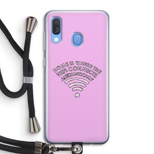 CaseCompany Home Is Where The Wifi Is: Samsung Galaxy A40 Transparant Hoesje met koord