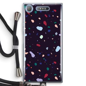 CaseCompany Dark Rounded Terrazzo: Sony Xperia XZ1 Transparant Hoesje met koord