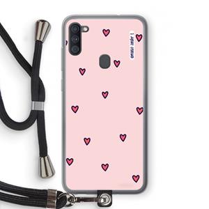 CaseCompany Hartjes: Samsung Galaxy A11 Transparant Hoesje met koord