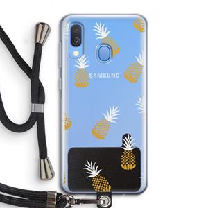CaseCompany Ananasjes: Samsung Galaxy A40 Transparant Hoesje met koord