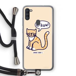 CaseCompany Miauw: Samsung Galaxy A11 Transparant Hoesje met koord