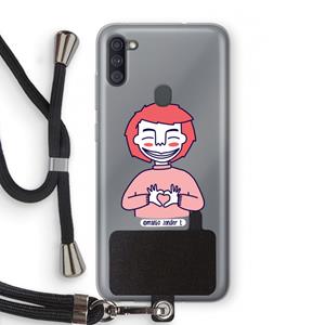 CaseCompany Hartje: Samsung Galaxy A11 Transparant Hoesje met koord
