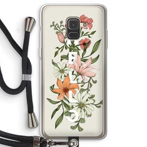 CaseCompany Hello bloemen: Samsung Galaxy A8 (2018) Transparant Hoesje met koord