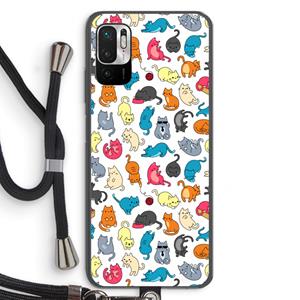 CaseCompany Kleurrijke katten: Xiaomi Redmi Note 10 5G Transparant Hoesje met koord