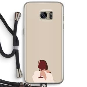 CaseCompany I drink wine: Samsung Galaxy S7 Edge Transparant Hoesje met koord