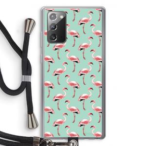 CaseCompany Flamingoprint groen: Samsung Galaxy Note 20 / Note 20 5G Transparant Hoesje met koord