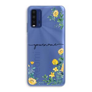 CaseCompany Gele bloemen: Xiaomi Redmi 9T Transparant Hoesje