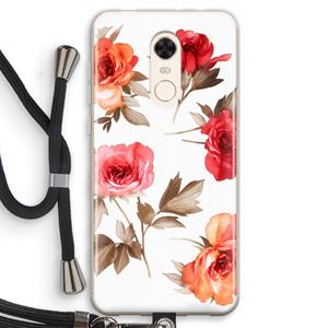 CaseCompany Roosjes: Xiaomi Redmi 5 Transparant Hoesje met koord