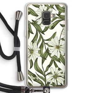 CaseCompany Wit bloemenpatroon: Samsung Galaxy A8 (2018) Transparant Hoesje met koord