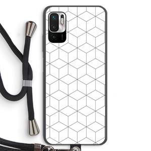 CaseCompany Zwart-witte kubussen: Xiaomi Redmi Note 10 5G Transparant Hoesje met koord