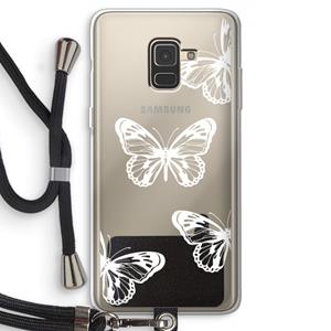 CaseCompany White butterfly: Samsung Galaxy A8 (2018) Transparant Hoesje met koord