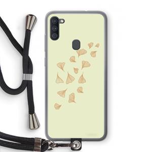 CaseCompany Falling Leaves: Samsung Galaxy A11 Transparant Hoesje met koord