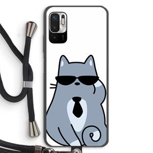 CaseCompany Cool cat: Xiaomi Redmi Note 10 5G Transparant Hoesje met koord