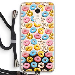 CaseCompany Pink donuts: Xiaomi Redmi 5 Transparant Hoesje met koord