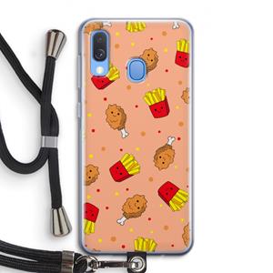 CaseCompany Chicken 'n Fries: Samsung Galaxy A40 Transparant Hoesje met koord