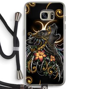 CaseCompany Huilende Wolf: Samsung Galaxy S7 Edge Transparant Hoesje met koord