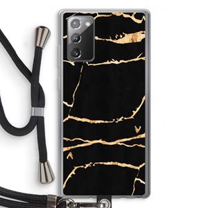 CaseCompany Gouden marmer: Samsung Galaxy Note 20 / Note 20 5G Transparant Hoesje met koord