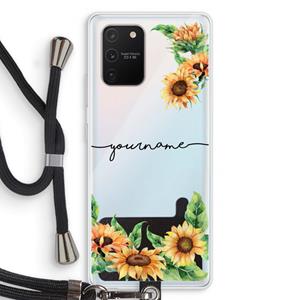CaseCompany Zonnebloemen: Samsung Galaxy S10 Lite Transparant Hoesje met koord