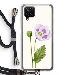 CaseCompany Purple poppy: Samsung Galaxy A12 Transparant Hoesje met koord