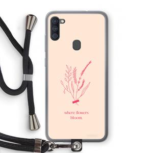 CaseCompany Where flowers bloom: Samsung Galaxy A11 Transparant Hoesje met koord