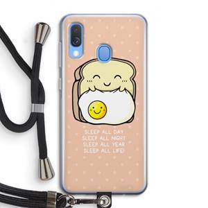 CaseCompany Sleep All Day: Samsung Galaxy A40 Transparant Hoesje met koord