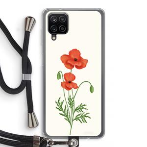 CaseCompany Red poppy: Samsung Galaxy A12 Transparant Hoesje met koord