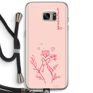CaseCompany Giving Flowers: Samsung Galaxy S7 Edge Transparant Hoesje met koord