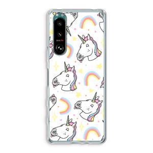 CaseCompany Rainbow Unicorn: Sony Xperia 5 III Transparant Hoesje