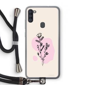 CaseCompany Roses are red: Samsung Galaxy A11 Transparant Hoesje met koord