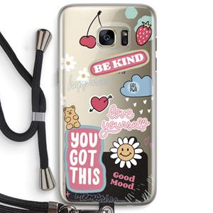 CaseCompany Positivity: Samsung Galaxy S7 Edge Transparant Hoesje met koord
