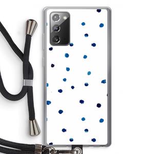 CaseCompany Blauwe stippen: Samsung Galaxy Note 20 / Note 20 5G Transparant Hoesje met koord