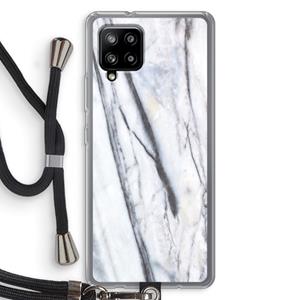 CaseCompany Gestreepte marmer: Samsung Galaxy A42 5G Transparant Hoesje met koord