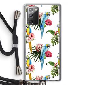 CaseCompany Kleurrijke papegaaien: Samsung Galaxy Note 20 / Note 20 5G Transparant Hoesje met koord