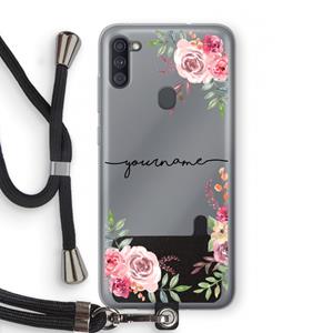 CaseCompany Rozen: Samsung Galaxy A11 Transparant Hoesje met koord
