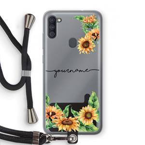 CaseCompany Zonnebloemen: Samsung Galaxy A11 Transparant Hoesje met koord