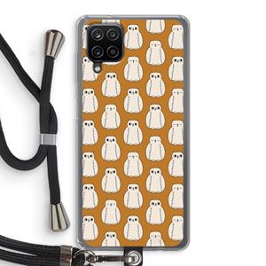 CaseCompany Uilen: Samsung Galaxy A12 Transparant Hoesje met koord