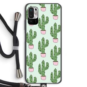 CaseCompany Cactus Lover: Xiaomi Redmi Note 10 5G Transparant Hoesje met koord